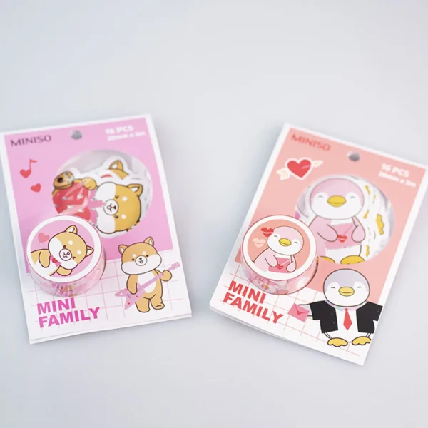 MINISO Altra Cancelleria-Set Nastro Adesivo E Stickers - Mini Family ...